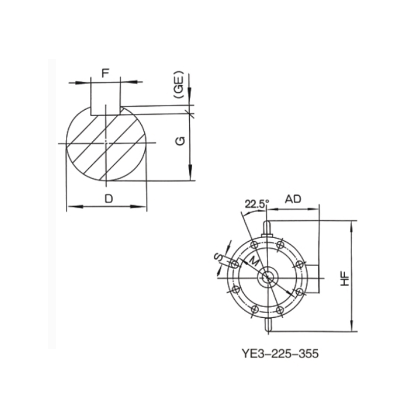 立式安裝、機(jī)座不帶底腳、端蓋上有凸緣的電動(dòng)機(jī)